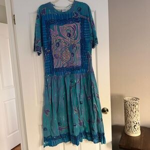 Vintage V.C. Torias handpainted Midi Dress